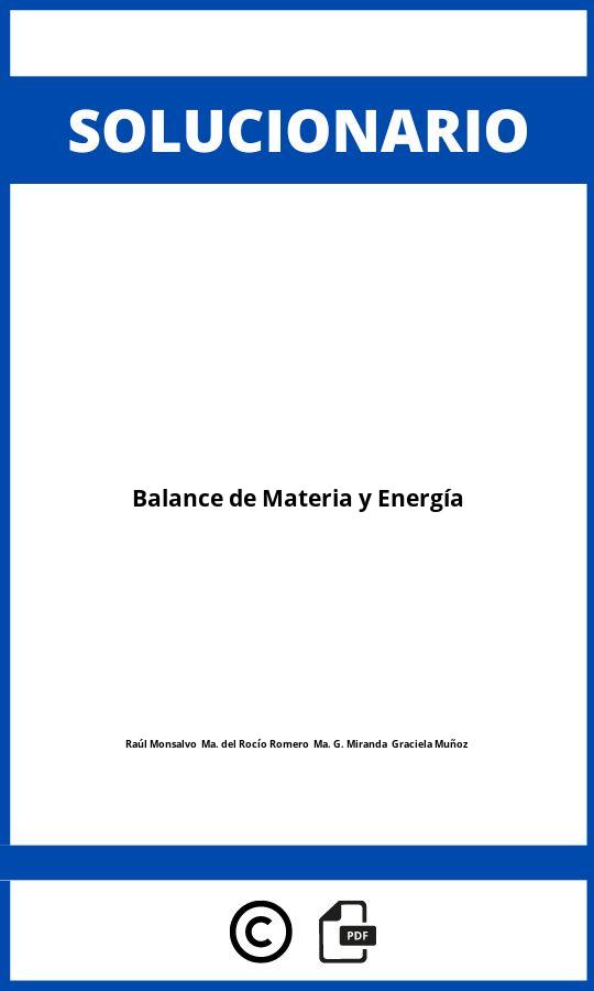 Solucionario Balance de Materia y Energía