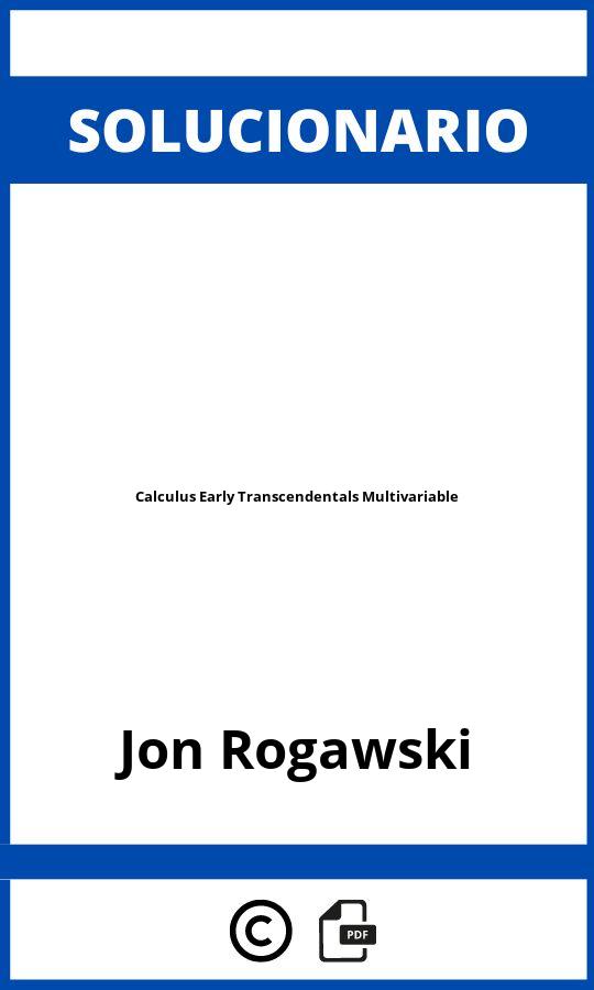 Solucionario Calculus Early Transcendentals Multivariable