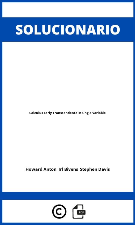 Solucionario Calculus Early Transcendentals: Single Variable
