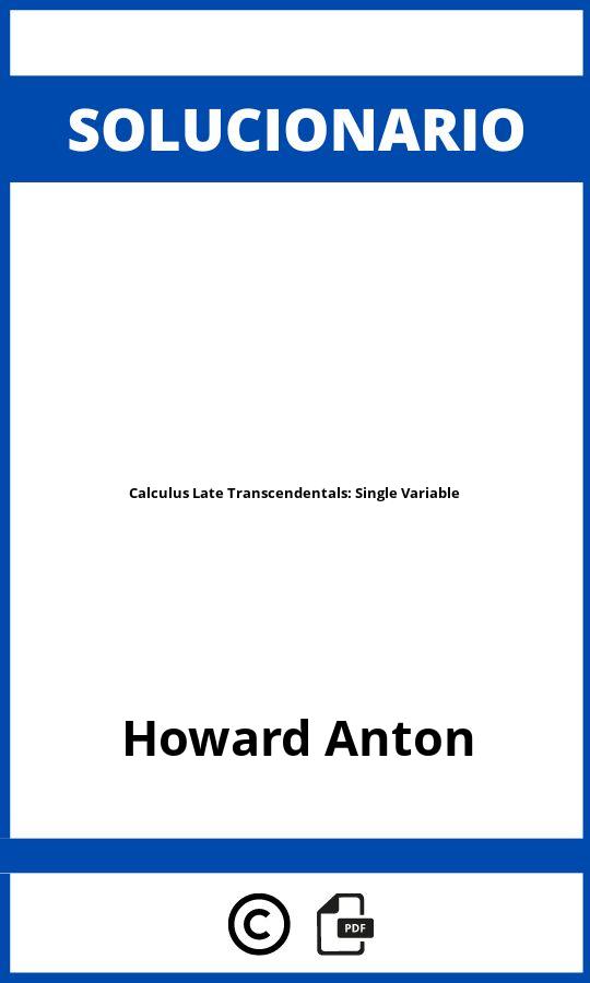 Solucionario Calculus Late Transcendentals: Single Variable