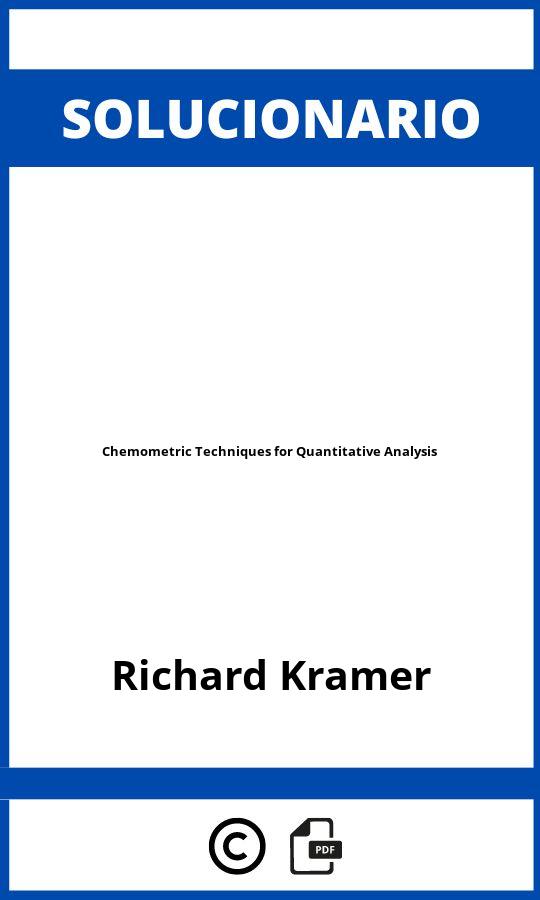 Solucionario Chemometric Techniques for Quantitative Analysis