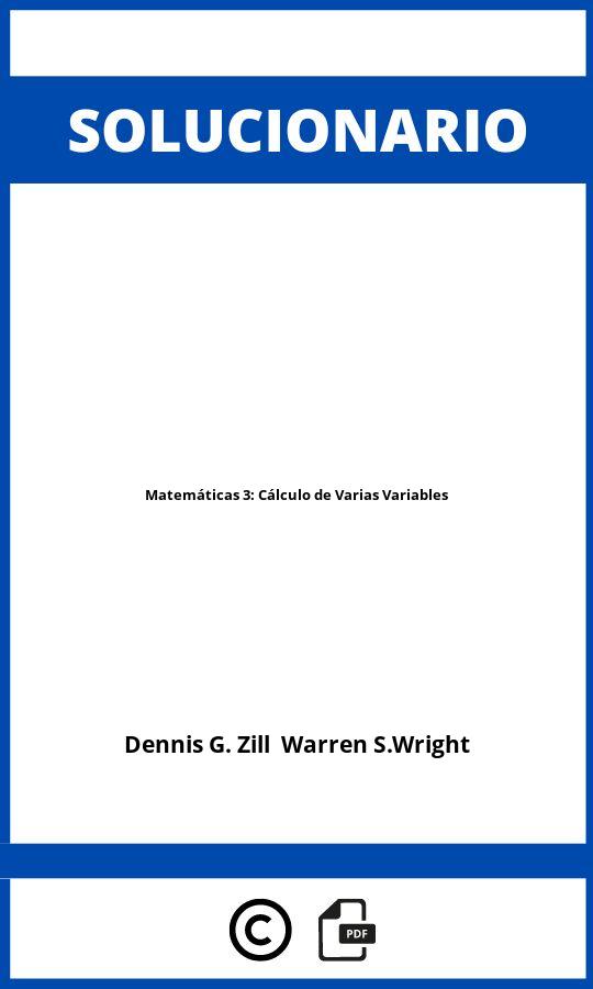 Solucionario Matemáticas 3: Cálculo de Varias Variables
